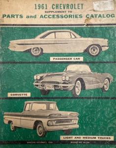 1961 Chevrolet Parts Accessories Catalog Book Supplement Corvette Car Truck Orig