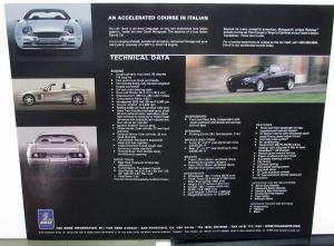 2000 Qvale Mangusta Dealer Sales Data Sheet Handout Ford V8 Engine
