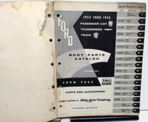 1953 to 1955 Ford Passenger Car Thunderbird Truck Dealer Body Parts Catalog Book