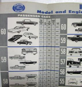 1949-1960 Ford Dealer Model& Engine ID Chart Poster Guide T-Bird Ranchero Pickup
