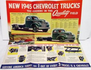 1945 Chevrolet Heavy-Duty Trucks Dealer Sales Brochure Folder Features Specs