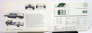 1964 Mercedes-Benz 190D Sales Brochure Large Folder with Spec Data Sheet P2233/6