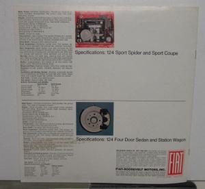 1968 Fiat 124 Dealer Sales Brochure Sport Coupe Spider 4 Door Sedan Wagon