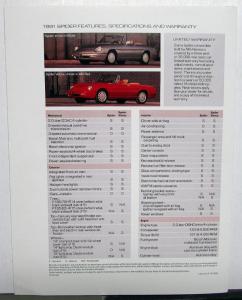 1991 Alfa Romeo Dealer Sales Brochure Spider Models Features Specifications