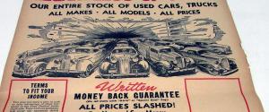 1937 Ford Dealer Poster Used Car Sale All Makes Car Truck Original Large 17.5X24