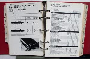 1973 Lincoln Mercury Dealer Product Facts Data Book Cougar Continental Pantera
