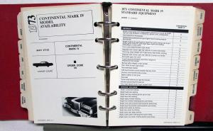 1973 Lincoln Mercury Dealer Product Facts Data Book Cougar Continental Pantera