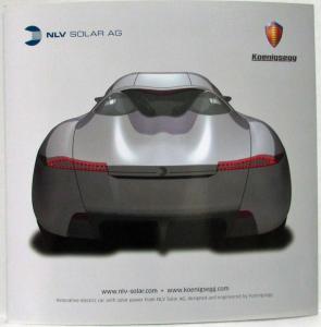 2009 NLV Quant Electric Car with Solar Power Sales Folder Brochure - Koenigsegg