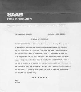 1975 Saab Press Photo and Release 0041 - Sonett 92 93 96 99 Formula Junior