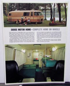1967 Dodge Motor Home Dealer Sales Data Sheet Vintage RV Camper Travco