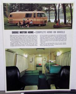 1967 Dodge Motor Home Dealer Sales Data Sheet Vintage RV Camper Travco