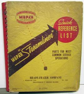 1936-1947 Mopar Streamliner Quick Reference Book Plymouth Dodge Desoto Chrysler