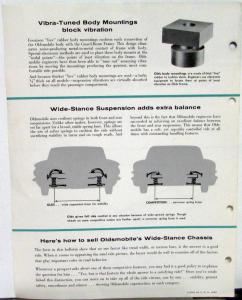 1960 Oldsmobile Product Superiority Bulletin Balance Suspension Tech Sheet