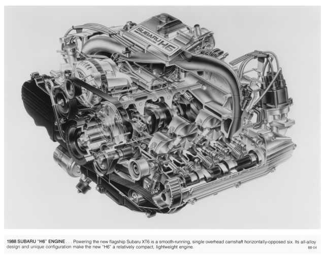 1988 Subaru XT6 H6 Engine Illustration Press Photo 0034
