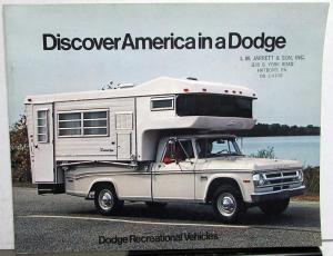 1970 Dodge RV Dealer Sales Brochure Camper Topper Pickup Van Motor Home