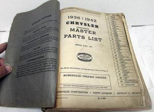 1936 1937 1938 1939 1940 1941 1942 Chrysler Parts Book Manual Car Original Mopar