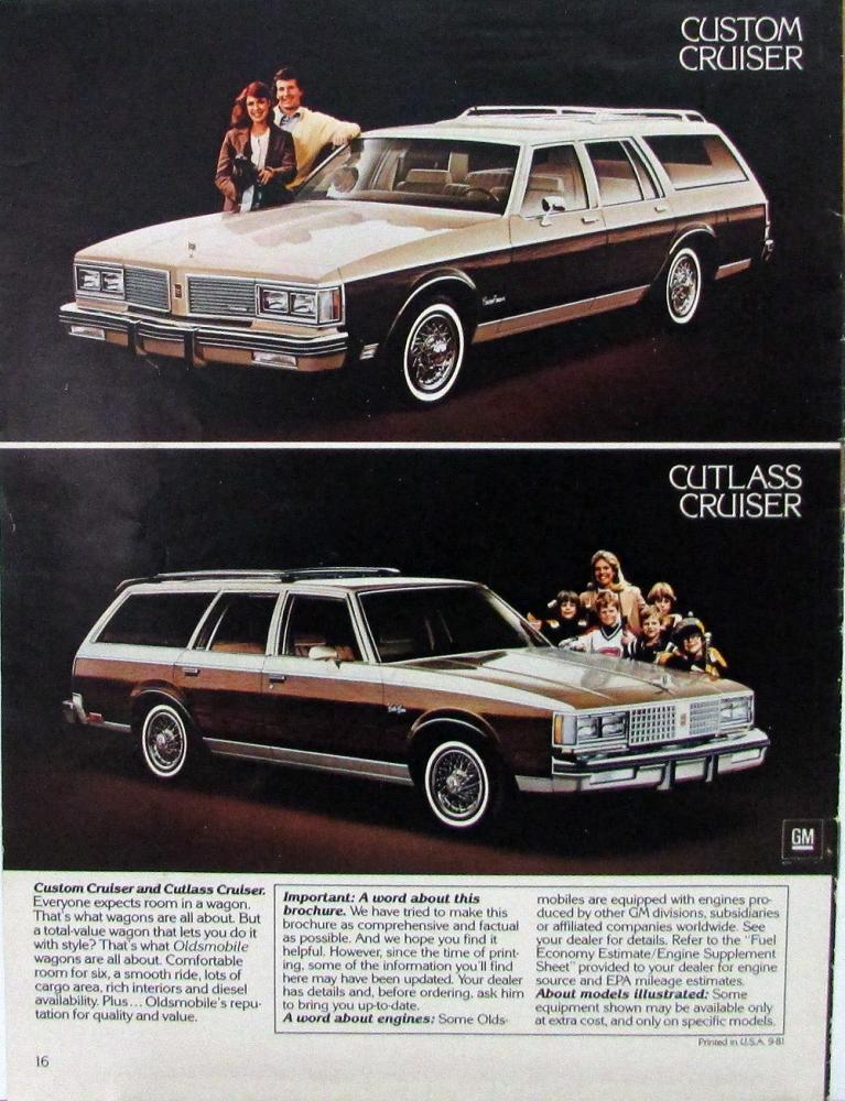 1982 Oldsmobile Toronado Ninety-Eight  Delta 88 Custom Cruiser Sales Brochure 