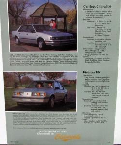 1985 Oldsmobile Firenza ES & Cutlass Ciera ES Sales Folder Poster Original