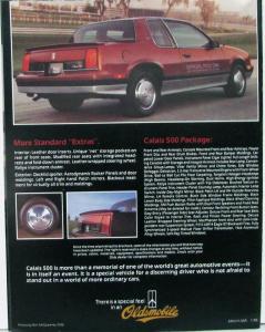 1985 Oldsmobile Calais 500 Indy Pace Car Sales Folder Original