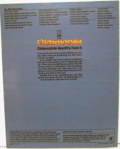 1987 Oldsmobile  Calais Firenza Cutlass Ciera 88 98 Toronado Sales Brochure Orig