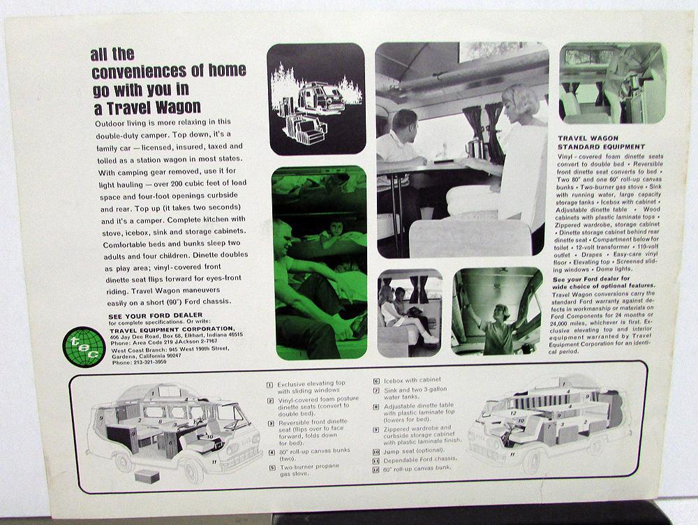 Mid 1960s Ford Van Travel Wagon TEC Conversion Camper Data Sheet RV