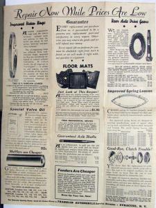 1923 - 1934 Franklin Genuine Replacement Parts Brochure From Factory