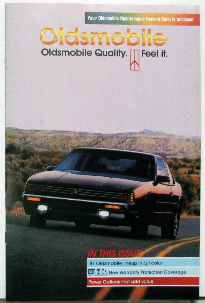 1987 Oldsmobile Car Lineup Warranty Plan Power Options Sales Brochure Mailer