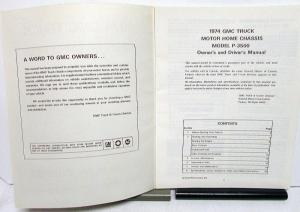1974 GMC Motor Home Chassis Owners & Drivers Manual RV Care & Op Instructions