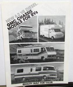 1983 GMC 6.2 Diesel Chassis Models For RVs Dealer Brochure Camper Motor Home