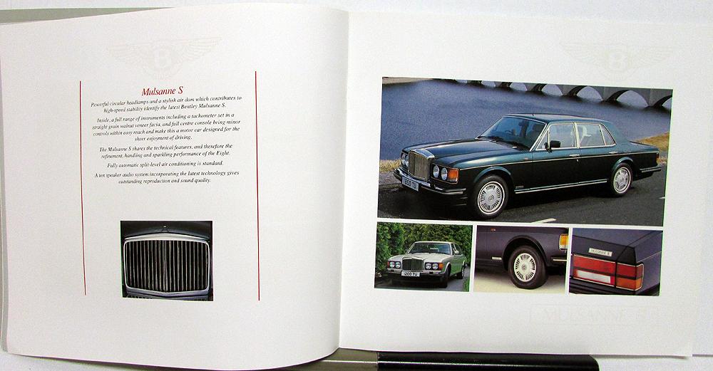 Eight 1990 Bentley line dealer sales brochure  Turbo R cont. Mulsanne S