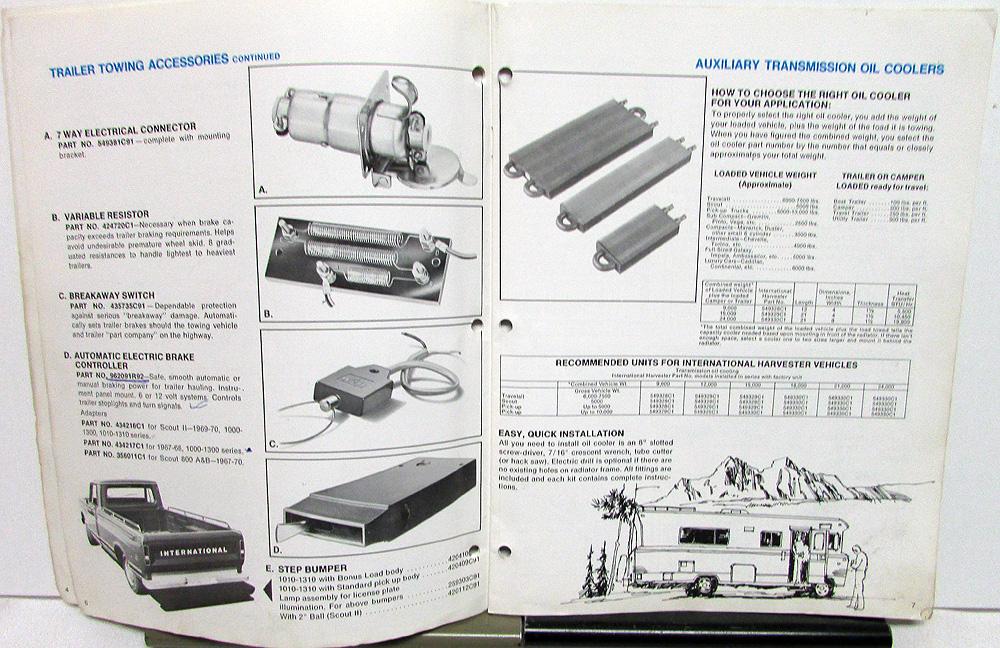 1974 International Trucks IH Dealer Recreational Vehicle Accessories RV