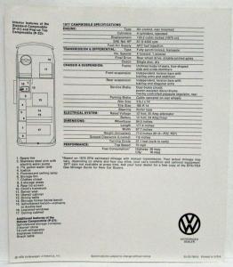 1977 VW Campmobile Sales Brochure Folder
