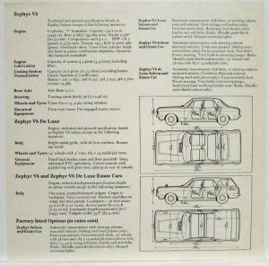 1966-1972 Ford Zephyr Mark IV Sales Brochure with Spec Sheet - UK Market