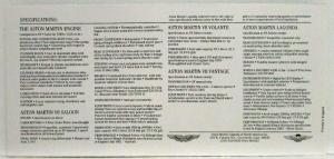 1982 Aston Martin Lagonda Dealer Sales Brochure Saloon Vantage Lagonda Volante