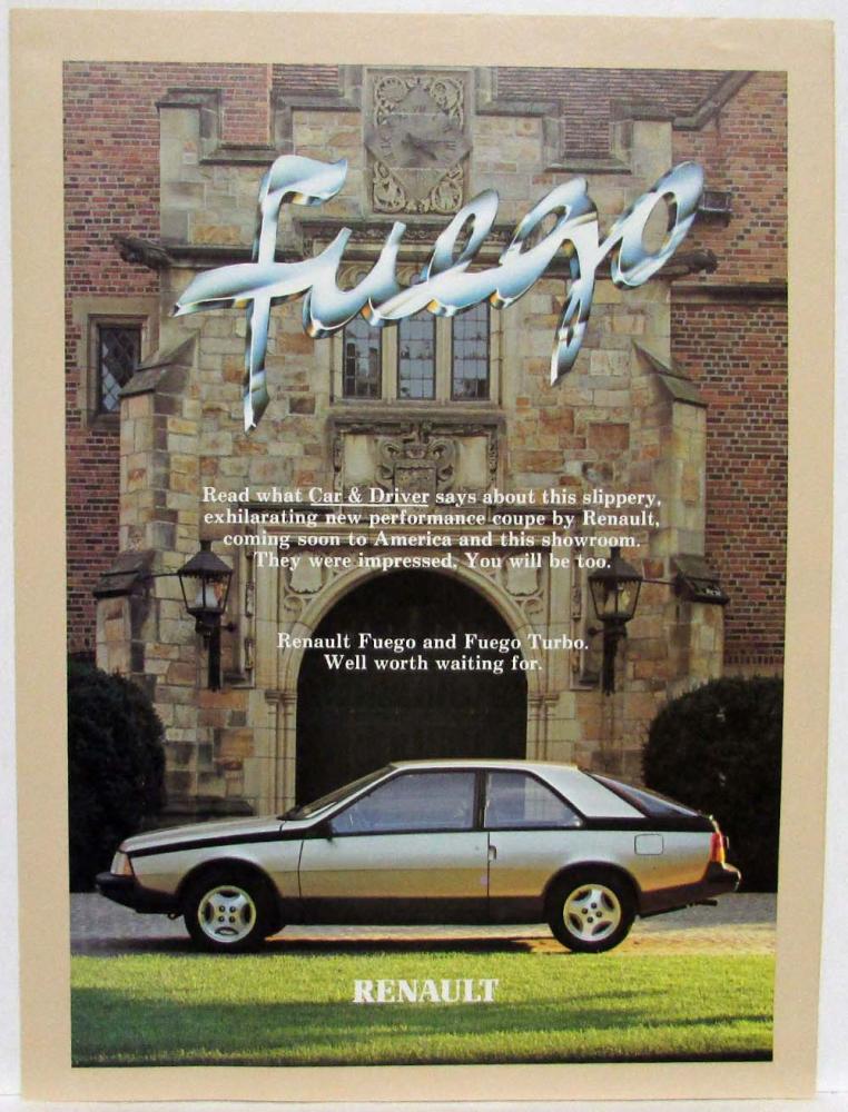 1982 Renault Fuego Car & Driver Article Reprint