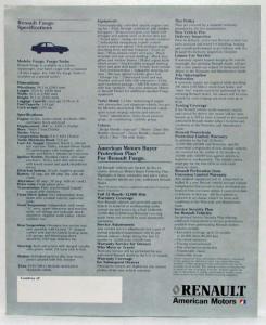 1983 Renault Fuego Sales Brochure