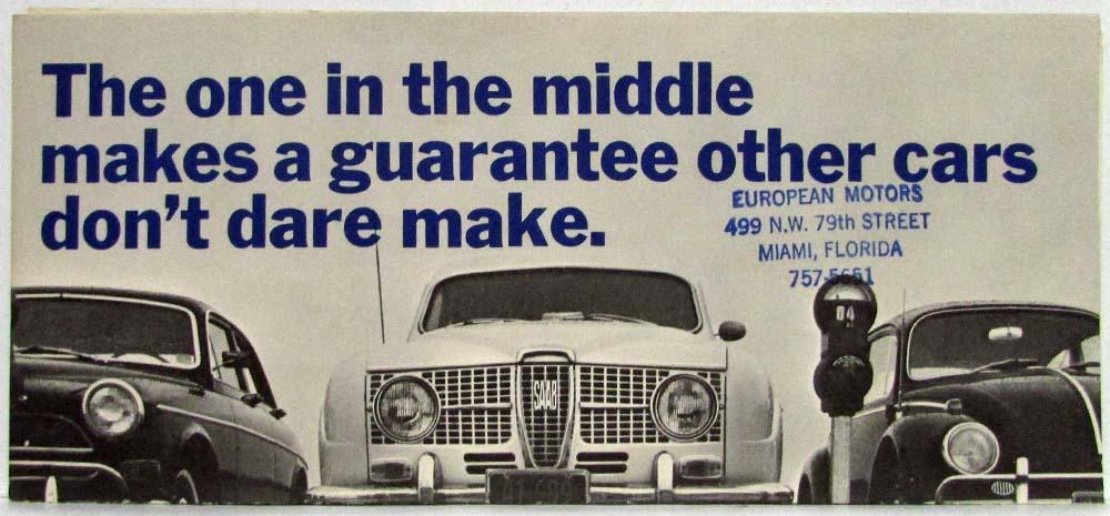 1967-1968 Saab Shrike Engine Lifetime Guarantee Sales Folder Brochure