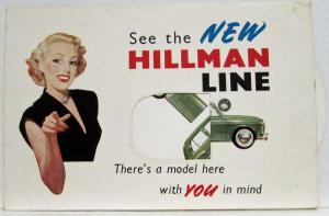 1951-1955 Hillman See the New Line Sales Card with Unique Model Select-A-Wheel