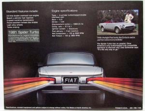 1981 Fiat Spider Turbo Sales Folder Brochure