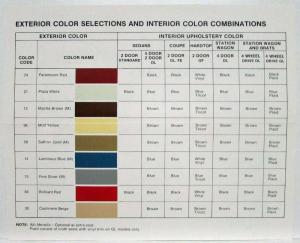 1979 Subaru Exterior Color Selections Sales Folder