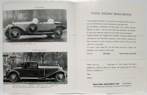 Those Elegant Rolls-Royce Sales Brochure Promoting 1978 Book by Lawrence Dalton