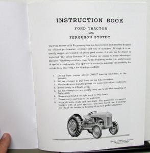 1939-47 Ford Model 9N & 2N Tractor Owners Manual Ferguson System New Repro
