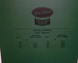 1939-47 Ford Model 9N & 2N Tractor Owners Manual Ferguson System New Repro