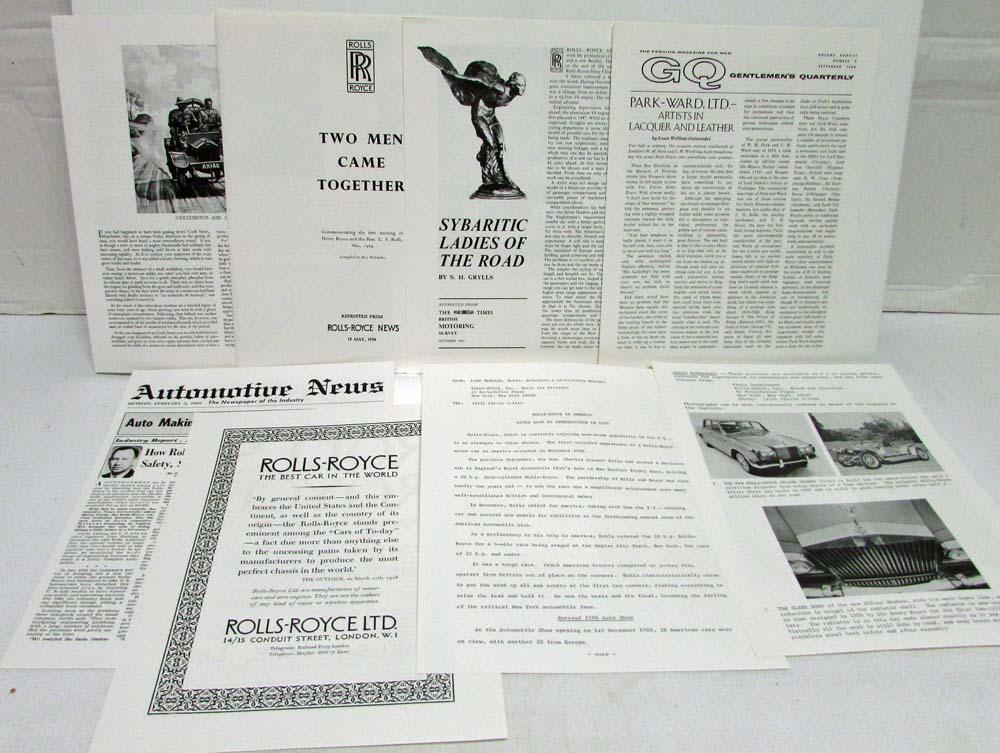 1969? Rolls-Royce Press Kit Loose Literature