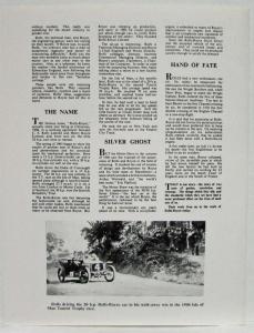 1969? Rolls-Royce Press Kit Loose Literature