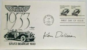 1933 Stutz Bearcat 11 Cent Stamps First Day Cover Signed by Artist Ken Dallison