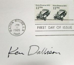 1933 Stutz Bearcat 11 Cent Stamps First Day Cover Signed by Artist Ken Dallison