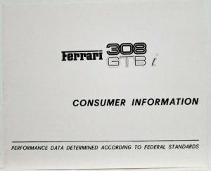 1981 Ferrari 308 GTBi Consumer Information