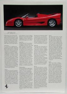 1995 Ferrari Spec Cards Press Kit - Italian & English F50 F355 F512M 455 GT