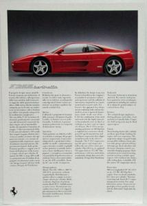 1995 Ferrari Spec Cards Press Kit - Italian & English F50 F355 F512M 455 GT